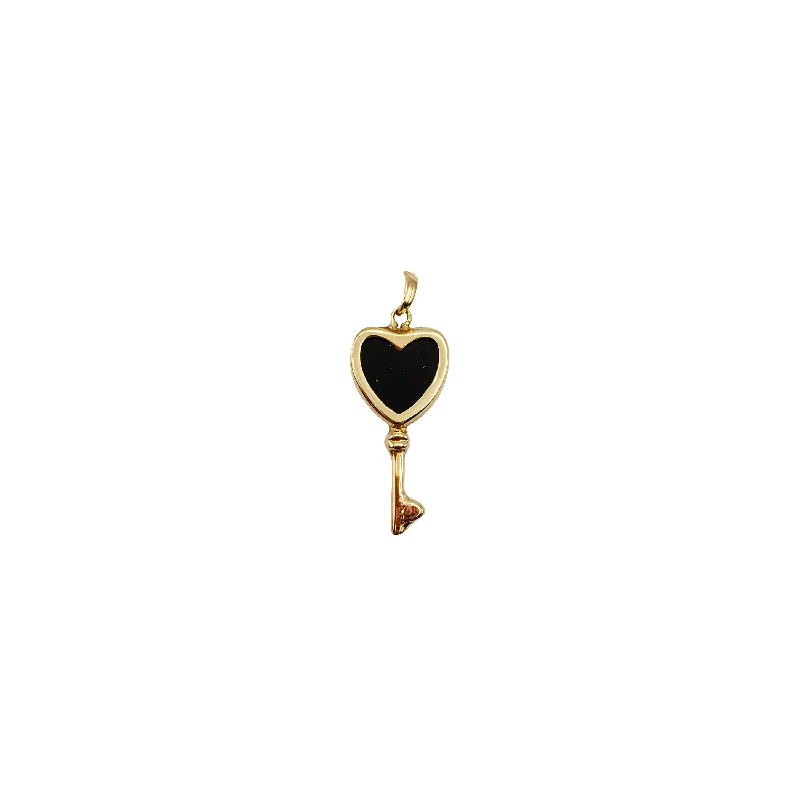 Adjustable - Chain Cubic Zirconia Solitaire Pendant for a Sparkling GiftBlack Onyx Heart Key Pendant (14K)