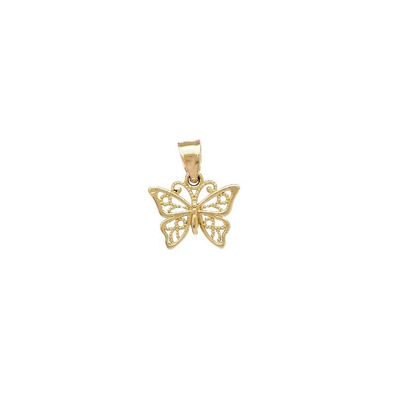 Antique - Brass - Finished Compass Pendant for Travelers and ExplorersButterfly Pendant (14K)