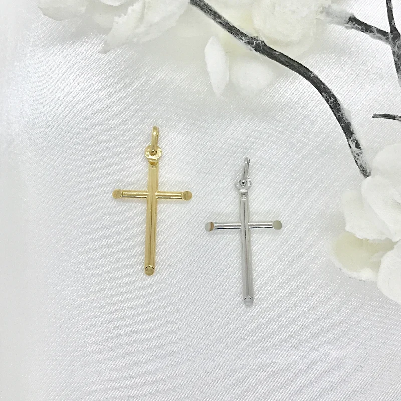 10k Gold Tube Cross - 22mm