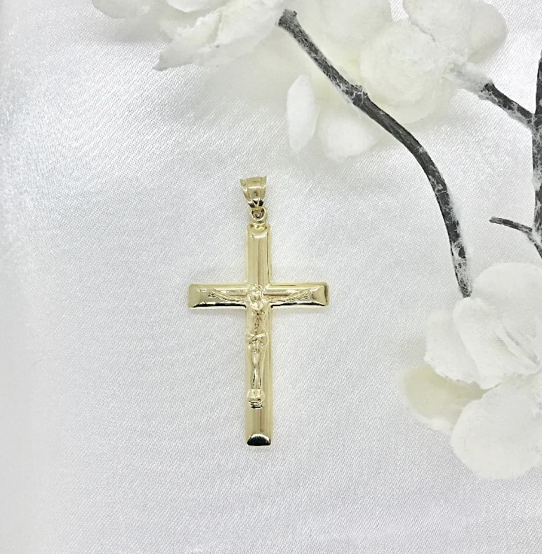 Glow - in - the - Dark Starry Sky Pendant for Nighttime Adventures10k Gold Modern Tube Crucifix