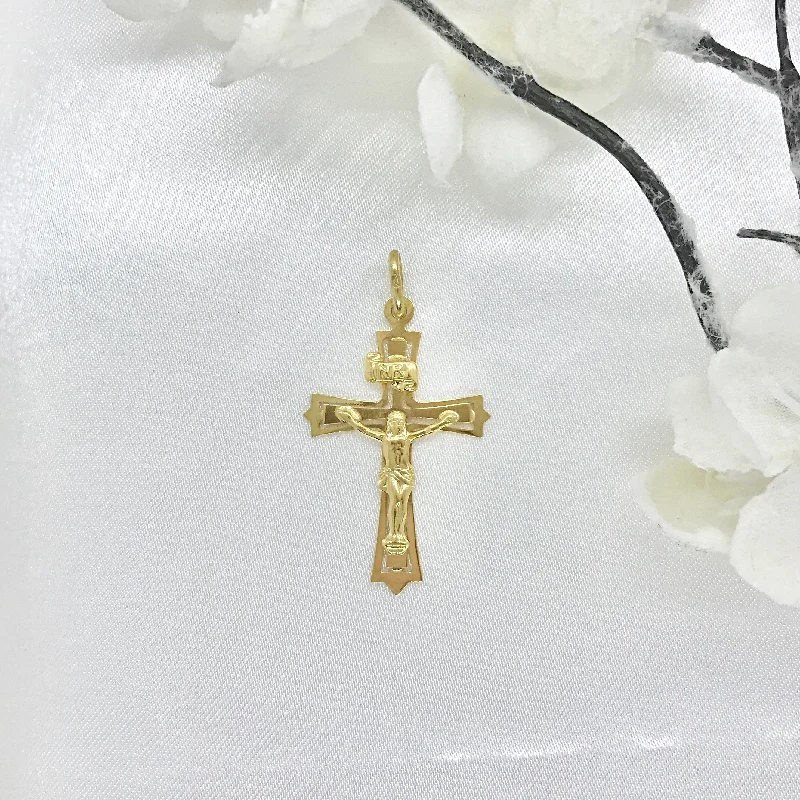 Adjustable - Chain Cubic Zirconia Solitaire Pendant for a Sparkling Gift10k Gold Religious Crucifix