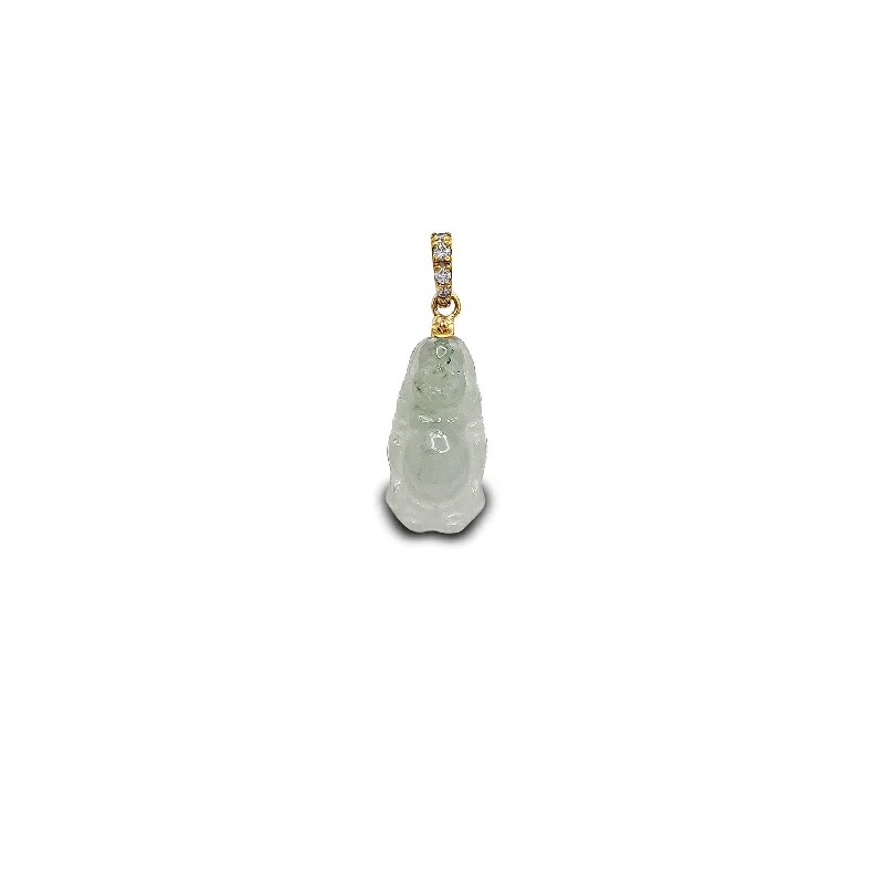 Antique - Brass - Finished Compass Pendant for Travelers and ExplorersDiamond Elongated Laughing Buddha Jade Pendant (14K)