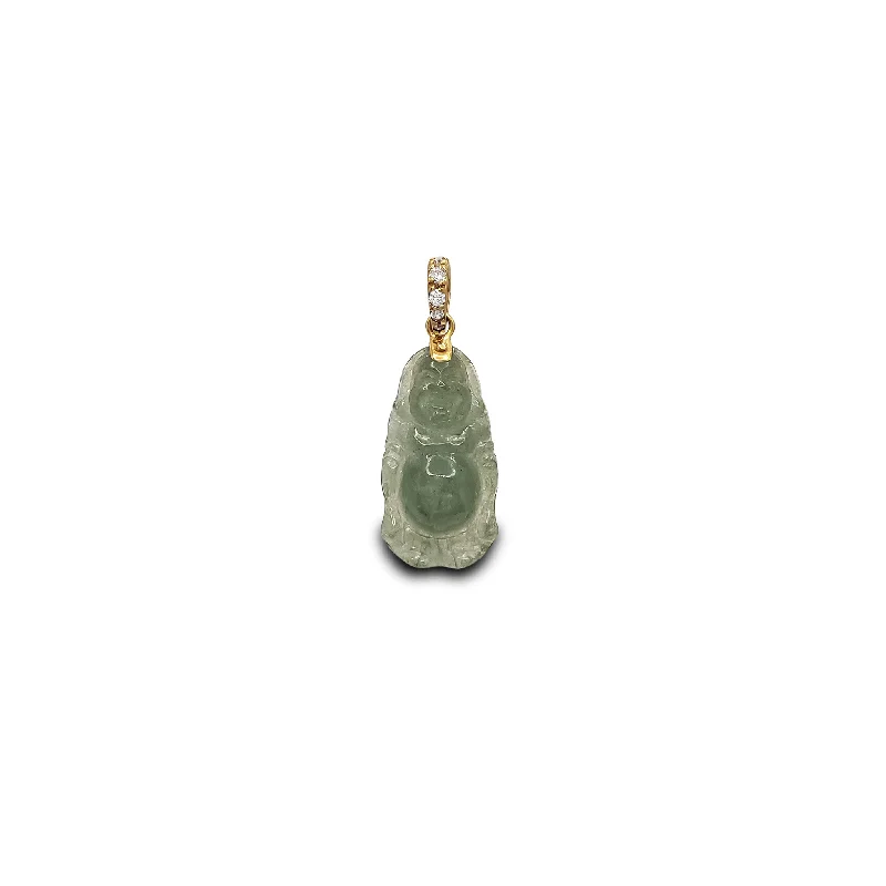 Laser - Cut Woodland Scene Pendant for Nature EnthusiastsDiamond Elongated Laughing Buddha Jade Pendant (14K)