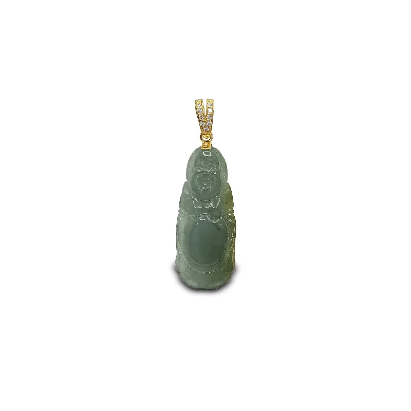 18K Gold - Plated Angel Wing Pendant for a Symbolic and Elegant AccessoryDiamond Elongated Laughing Buddha Jade Pendant (14K)