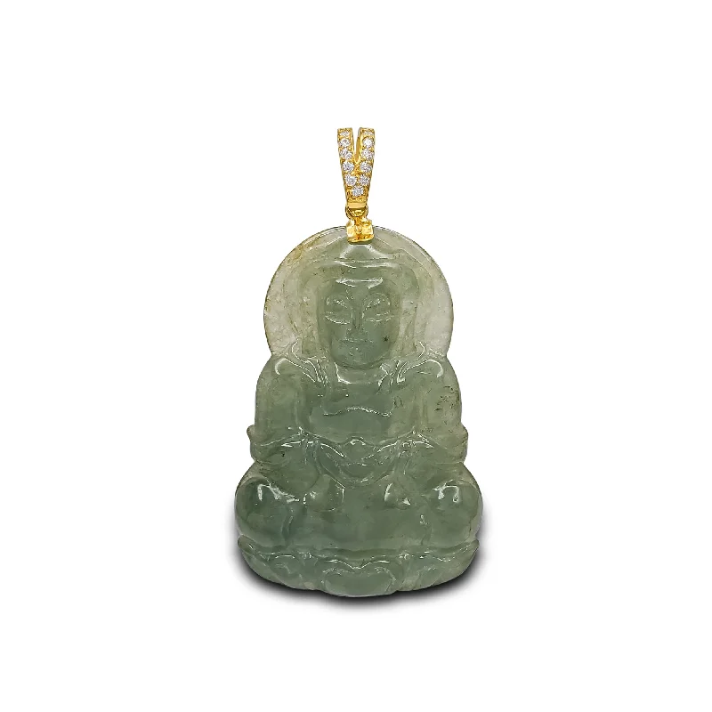 Magnetic - Locking Pendant with Hidden Compartment for Secret MessagesDiamond Guanyin Jade Pendant (14K)