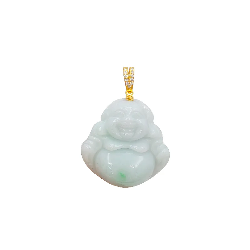 Retro - Inspired Art Deco - Patterned Pendant in Silver for Vintage LoversDiamond Jade Buddha Pendant (14K)