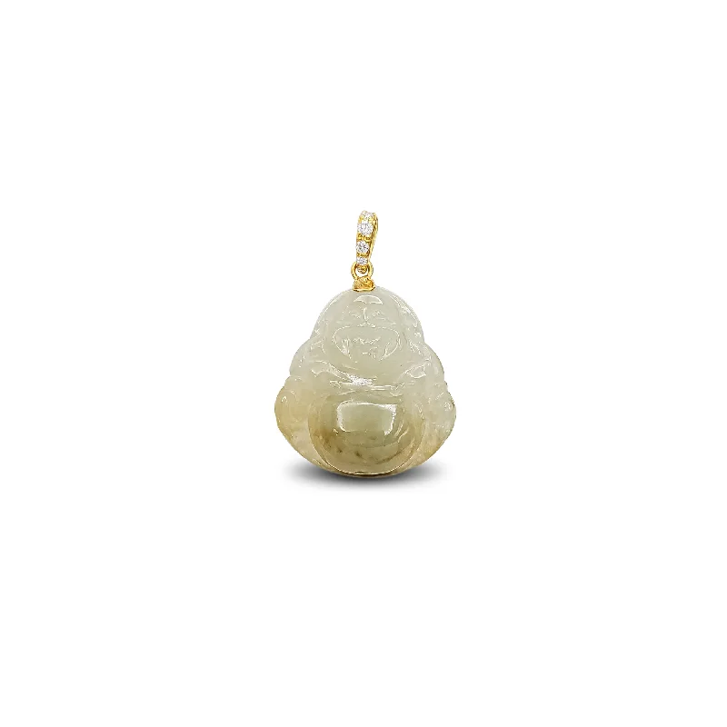 Laser - Cut Woodland Scene Pendant for Nature EnthusiastsDiamond Laughing Buddha Jade Pendant (14K)