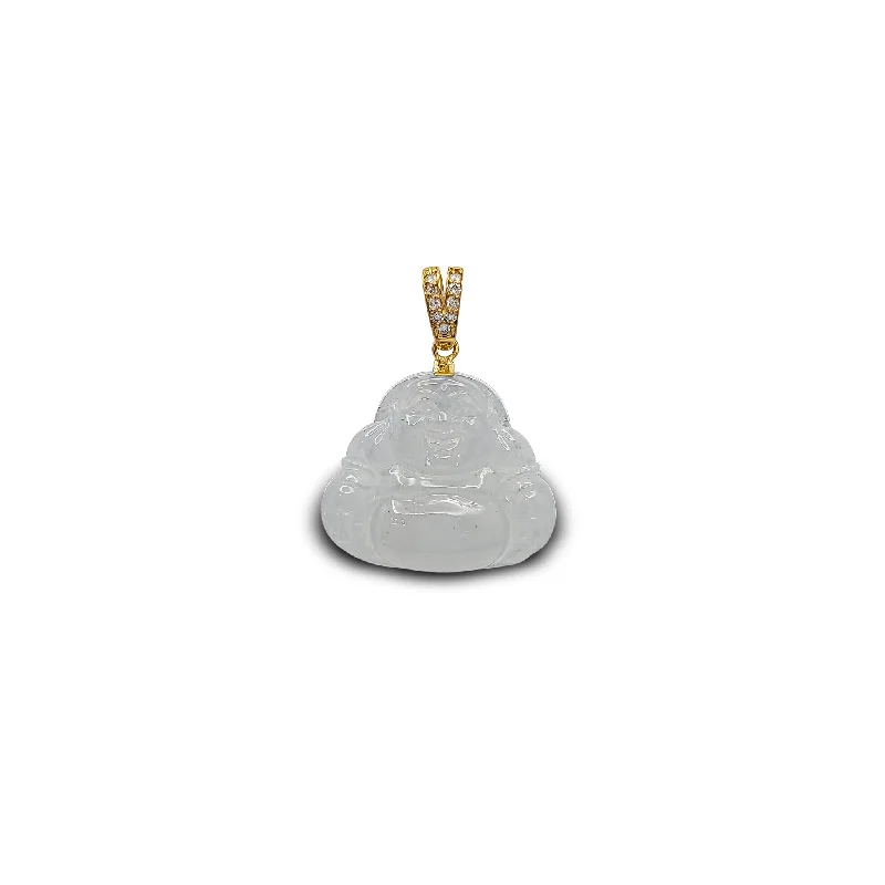 Pearl - Embellished Floral Pendant for a Feminine and Romantic LookDiamond Laughing Buddha Jade Pendant (14K)