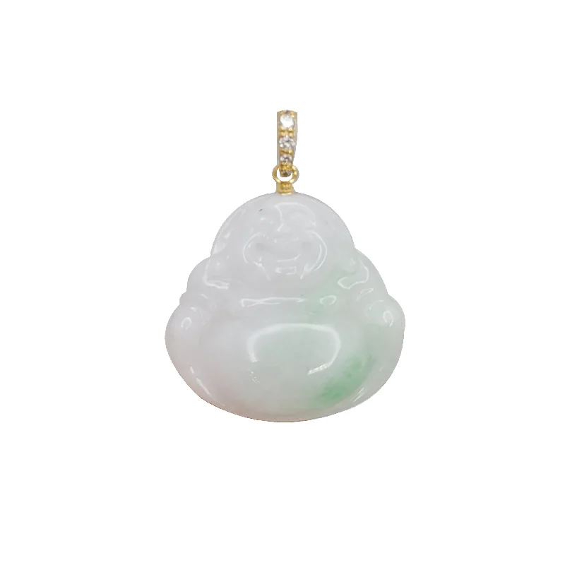 Customized Birthstone Pendant with Engraved Name for a Personalized TouchDiamond Laughing Jade Buddha (14K)