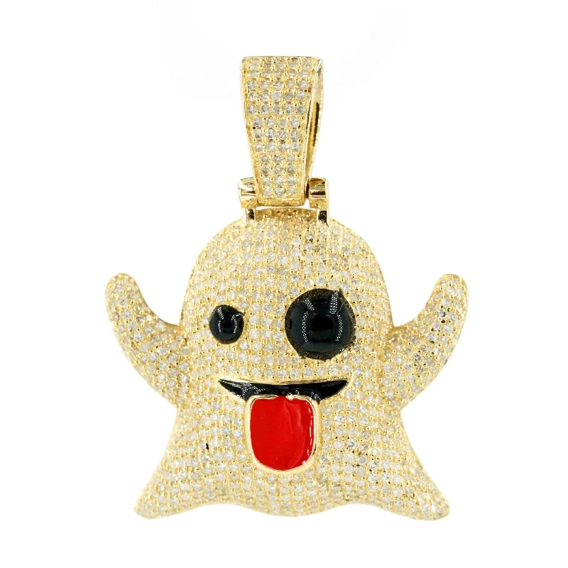 3D - Printed Polymer Clay Animal - Print Pendant for a Fun and Quirky Accessory10K Yellow Gold 1.05ctw Silly Ghost Pendant