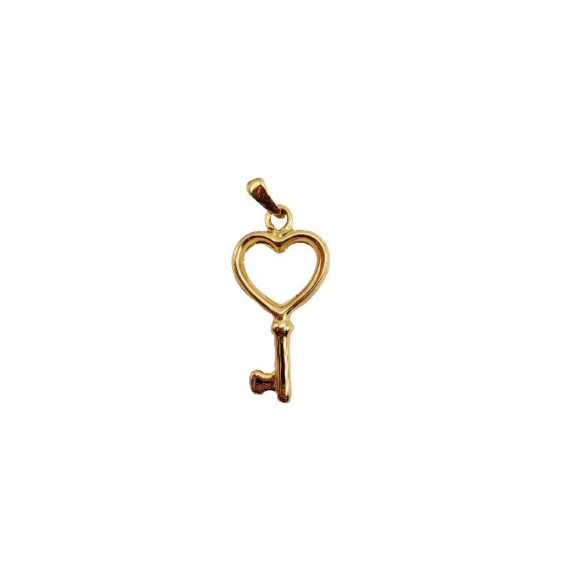 Retro - Inspired Art Deco - Patterned Pendant in Silver for Vintage LoversHeart Key Pendant (14K)