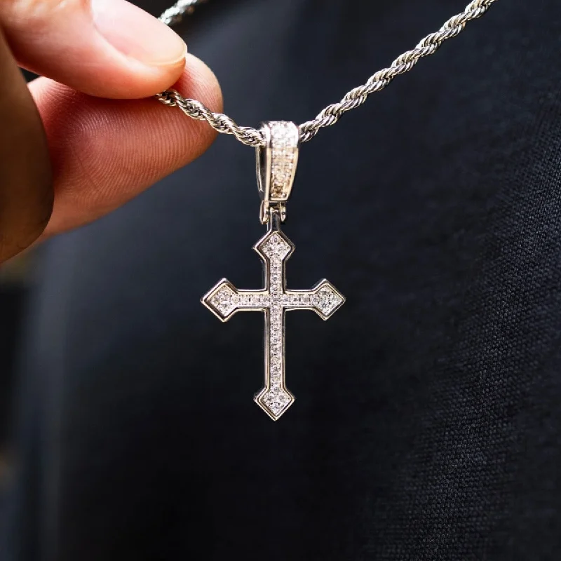 Iced Celtic Cross in White Gold