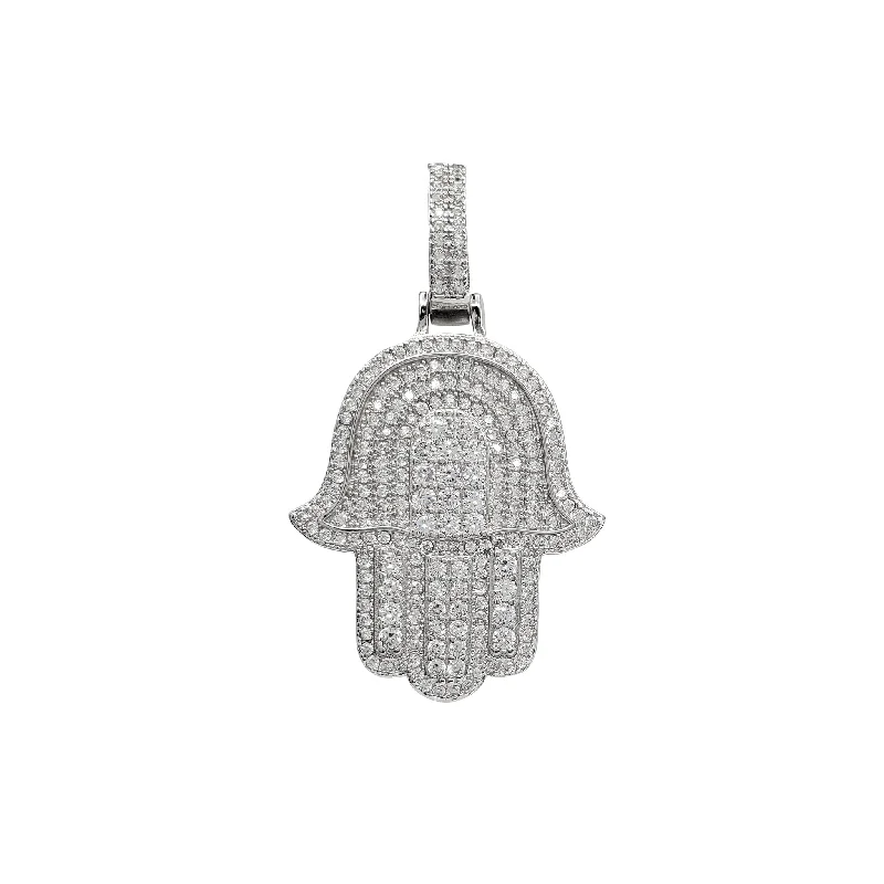 Enamel - Painted Owl Pendant in Vibrant Colors for a Playful LookIced-out Hamsa Hand Pendant (Silver)