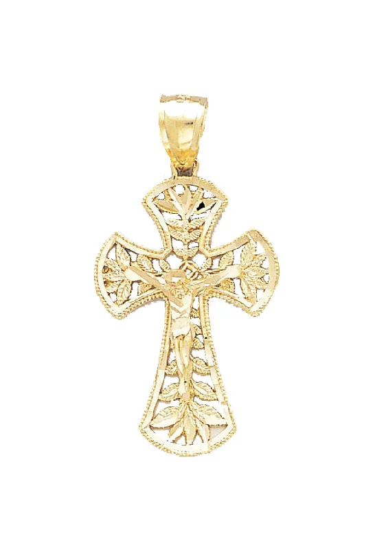 Rhinestone - Encrusted Crown Pendant for Little Girls' Dress - UpJesus Crucified Cross Pendant (14K)