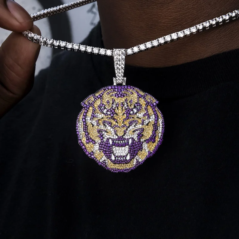 Adjustable - Chain Cubic Zirconia Solitaire Pendant for a Sparkling GiftLarge LSU Official NCAA Mascot Pendant