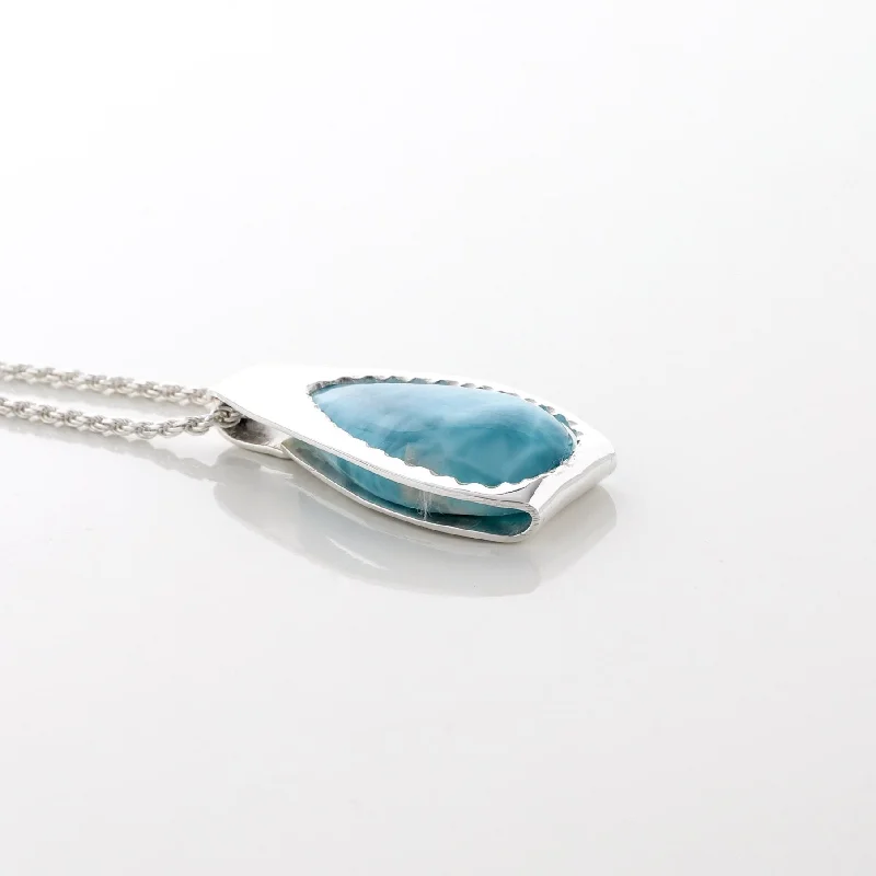 Customized Birthstone Pendant with Engraved Name for a Personalized TouchLarimar Pendant Plume