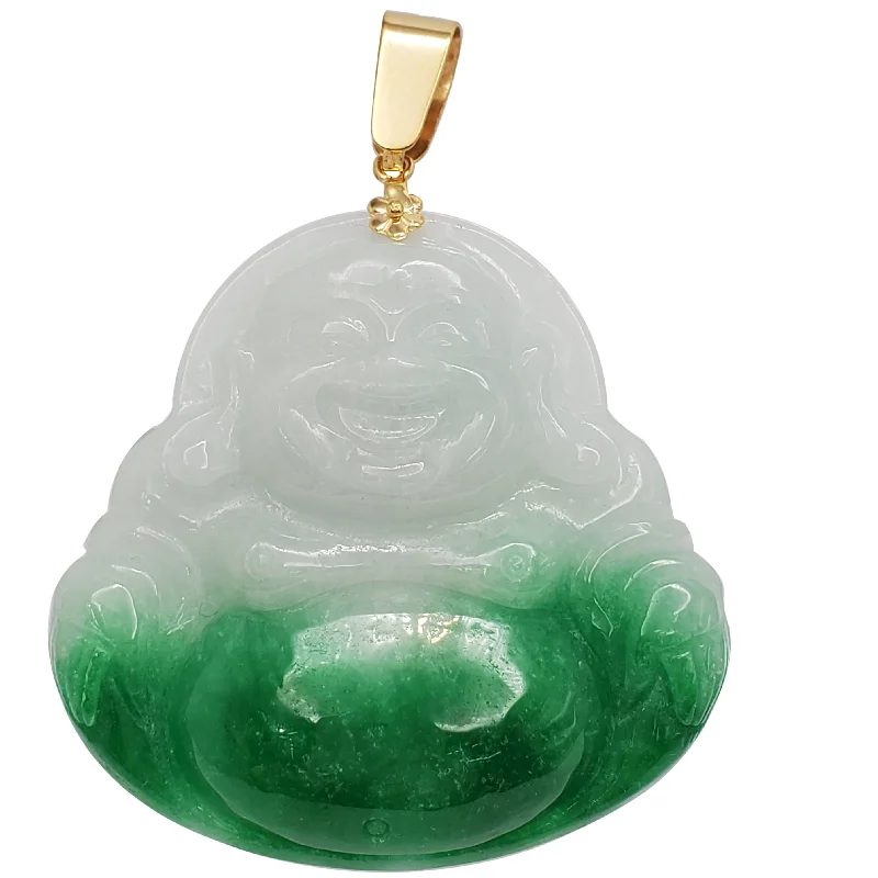 Rhinestone - Encrusted Crown Pendant for Little Girls' Dress - UpLaughing Buddha Jade Pendant (14K)