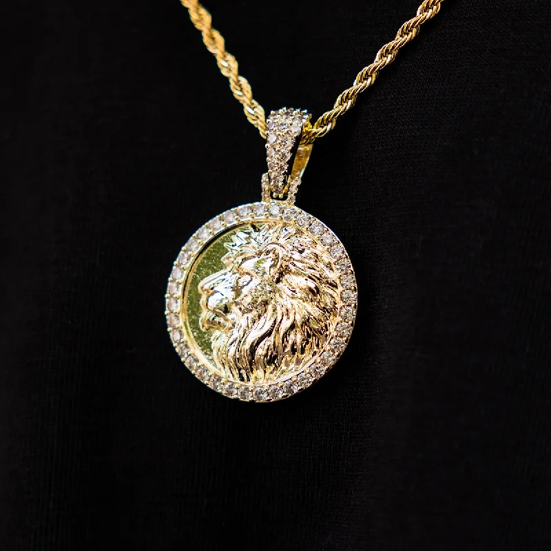 Pearl - Embellished Floral Pendant for a Feminine and Romantic LookLion Coin Pendant