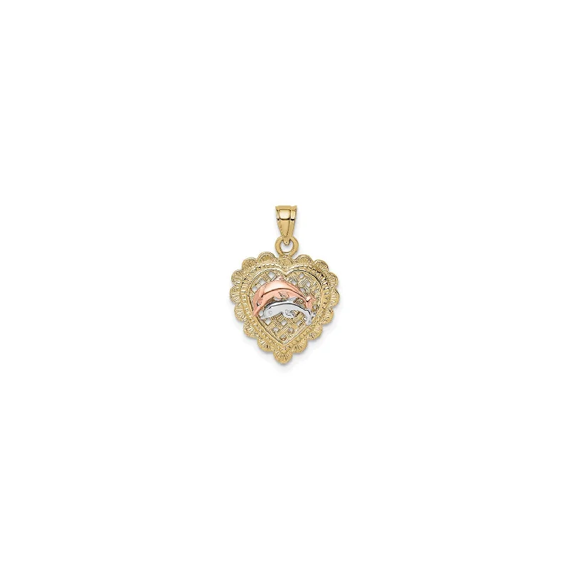 Magnetic - Locking Pendant with Hidden Compartment for Secret MessagesMaternal Dolphin Weaved Heart Pendant (14K)