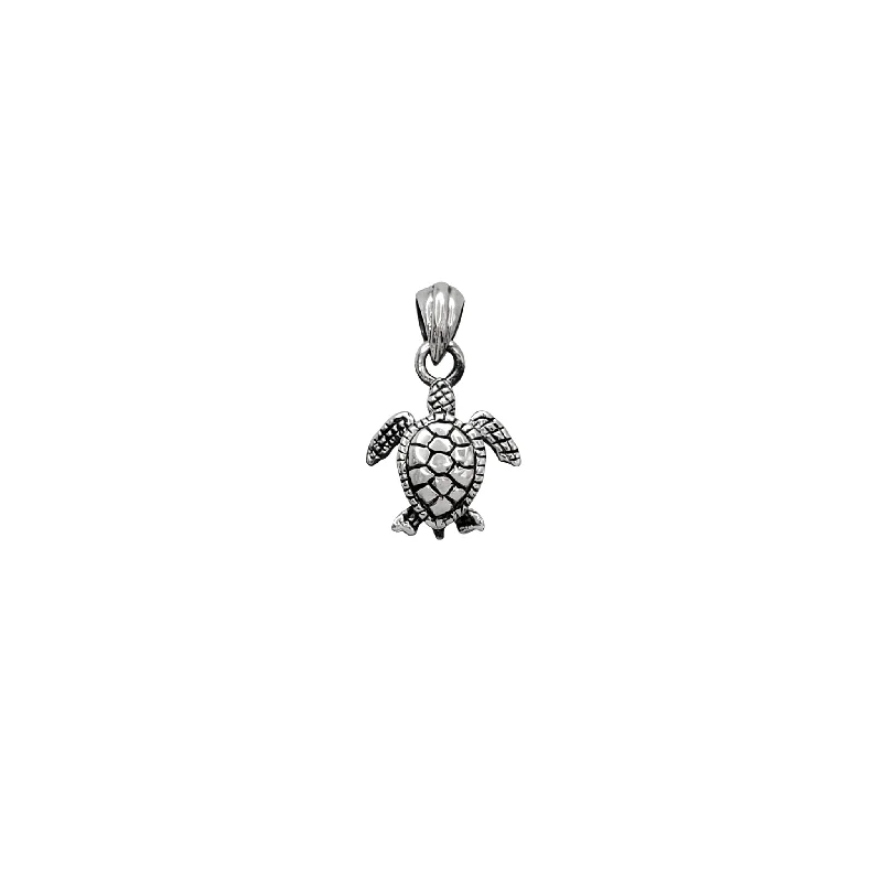 Mother - of - Pearl Inlaid Seahorse Pendant for Beach LoversMini Antique Finish Turtle Pendant (Silver)