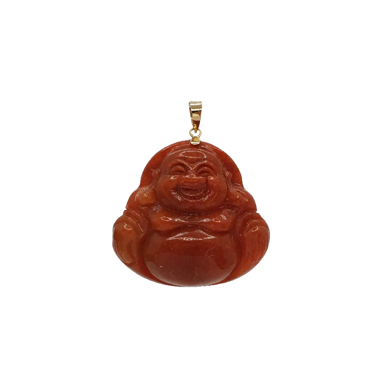 Retro - Inspired Art Deco - Patterned Pendant in Silver for Vintage LoversOrange Jade Laughing Buddha Pendant (14K)