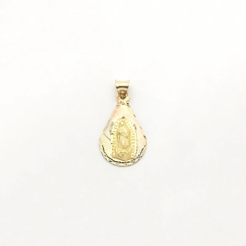 Laser - Cut Woodland Scene Pendant for Nature EnthusiastsOur Lady of Guadalupe Tri-color Teardrop Pendant (14K)