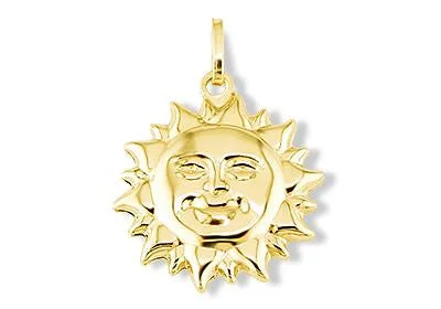 Hand - Carved Jade Buddha Pendant for Spiritual and Cultural SignificancePuffy Sun Pendant (14K)