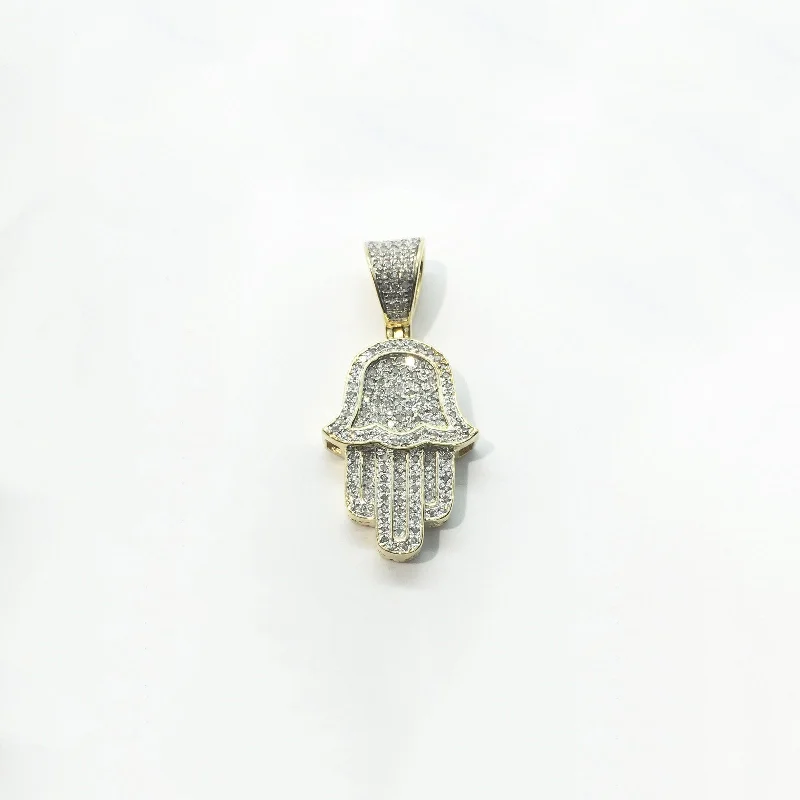 18K Gold - Plated Angel Wing Pendant for a Symbolic and Elegant AccessoryTextured Hamsa Diamond Iced-Out Pendant (14K)