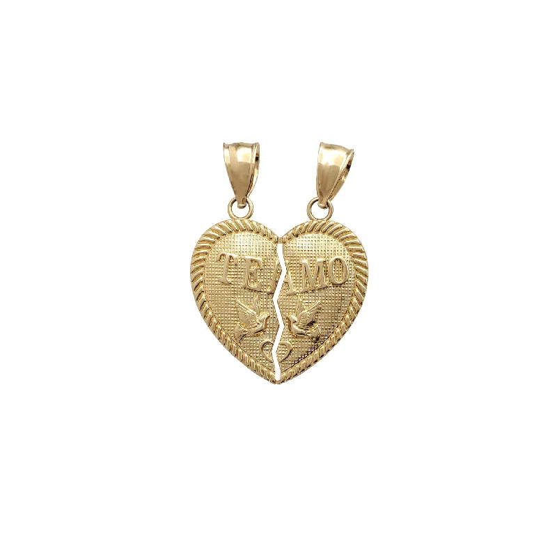 Pearl - Embellished Floral Pendant for a Feminine and Romantic LookTextured Heart "Te Amo" Partable Pendant (14K)