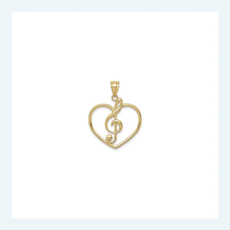 18K Gold - Plated Angel Wing Pendant for a Symbolic and Elegant AccessoryTreble Clef Music Note Heart Pendant (14K)