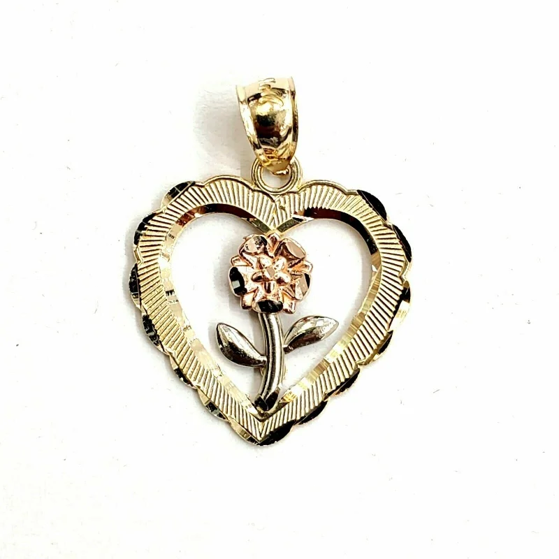 Laser - Cut Woodland Scene Pendant for Nature EnthusiastsTri-Color Rose & Heart Shape Pendant (14K)