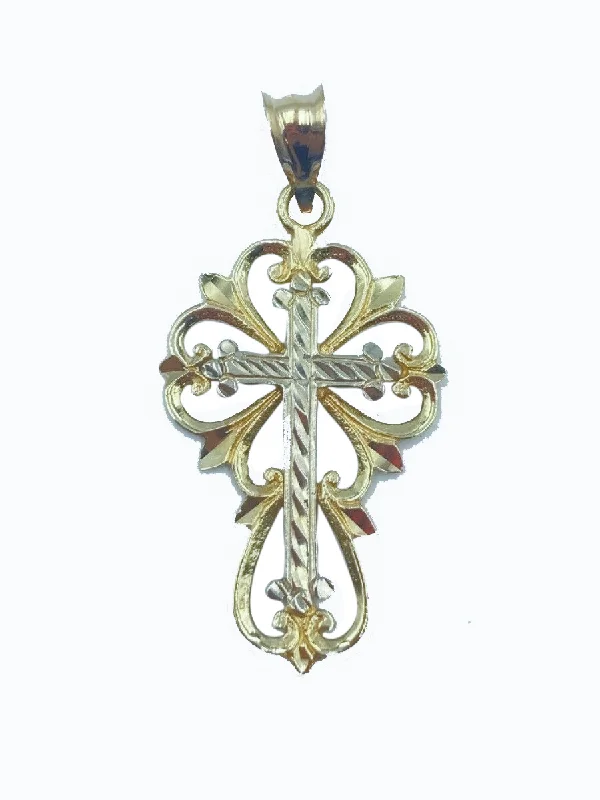 Gothic - Style Skull Pendant with Red Enamel Accents for Alternative FashionTwo-Tone Diamond-Cut Filigree Cross Pendant (14K)