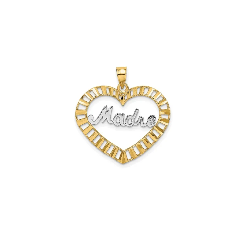 Double - Heart Pendant with Interlocking Design for CouplesTwo-tone Heart "Madre" Mother Pendant (14K)