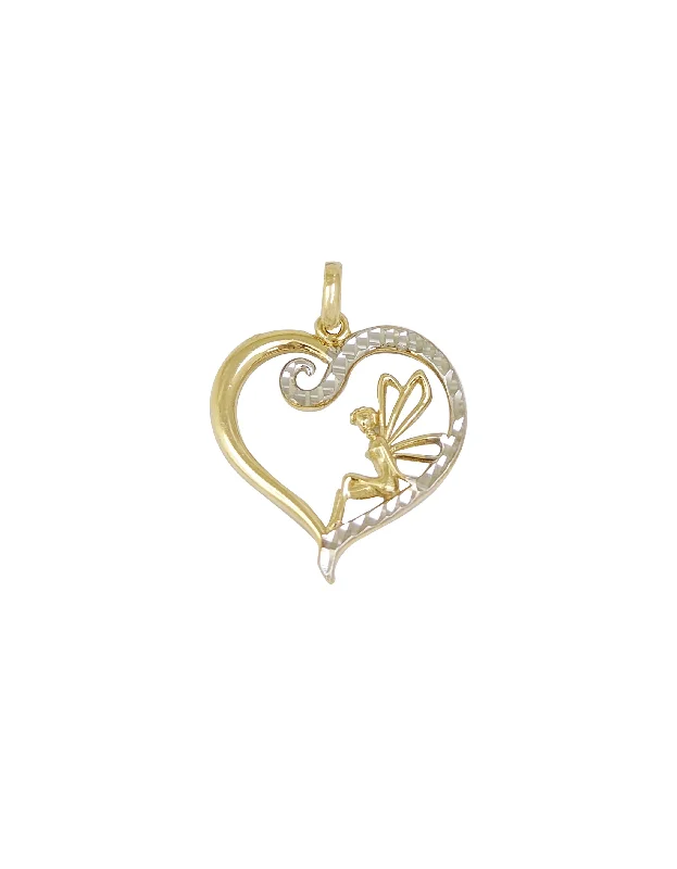 Double - Heart Pendant with Interlocking Design for CouplesTwo Tone Heart Pendant 14K