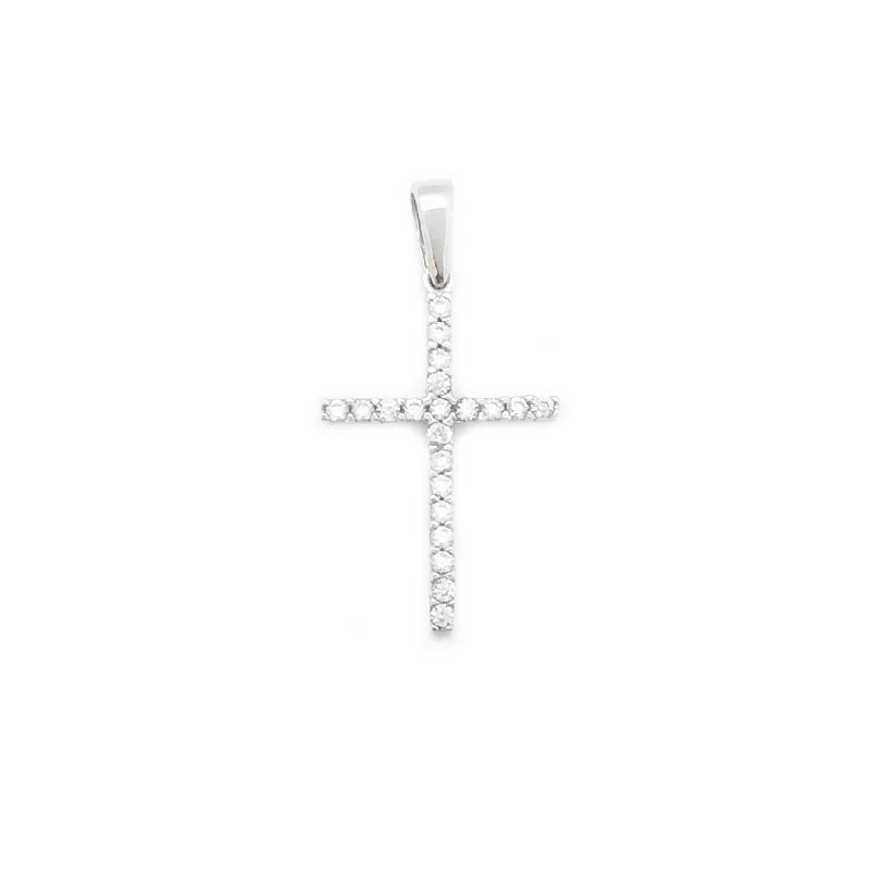 18K Gold - Plated Angel Wing Pendant for a Symbolic and Elegant AccessoryWhite Gold Single Row CZ Cross Pendant (14K)