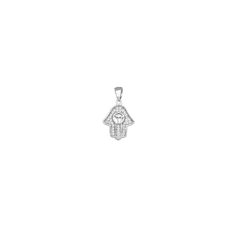 Laser - Cut Woodland Scene Pendant for Nature EnthusiastsZirconia Chai & Hamsa Hand Pendant (Silver)