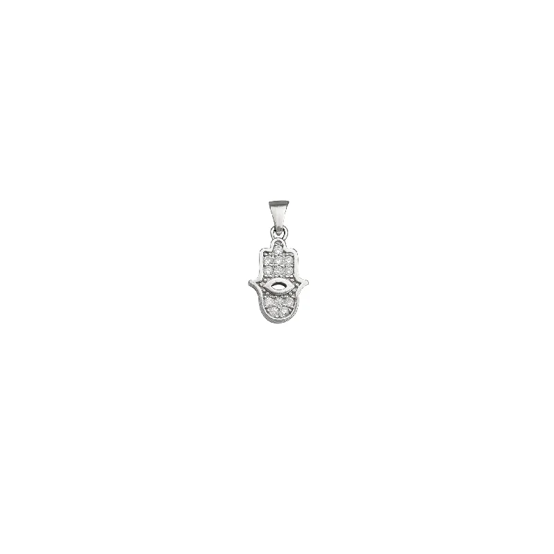 Magnetic - Locking Pendant with Hidden Compartment for Secret MessagesZirconia Hamsa Hand Pendant (Silver)