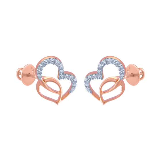 Rhinestone - Embellished Crown - Shaped Stud Earrings for a Princess - Inspired Look14k (585) Rose Gold And Diamond Stud Earrings For Women