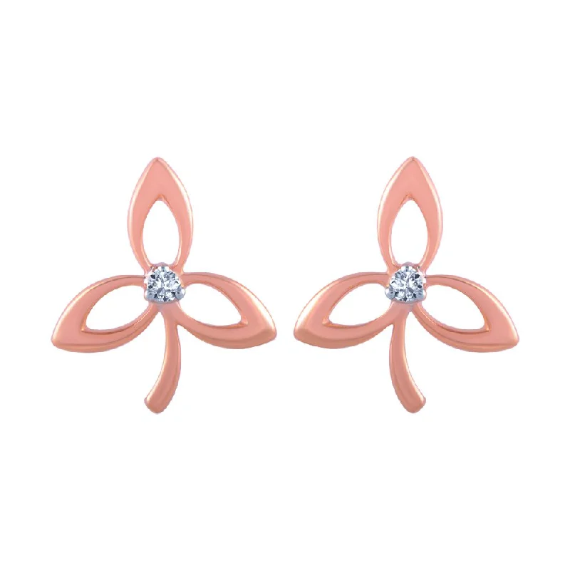 Two - Tone Gold and Silver Plated Clover Stud Earrings for a Lucky and Stylish Symbol14k (585) Rose Gold And Diamond Stud Earrings For Women