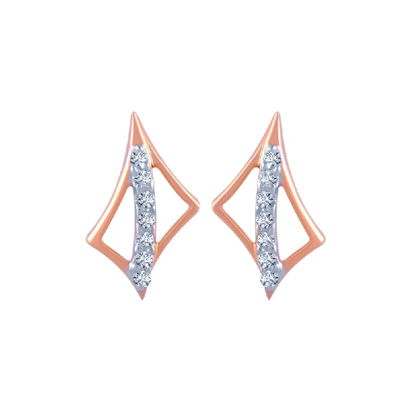 Rose Gold - Tone Geometric - Patterned Stud Earrings for a Modern and Trendy Look14k (585) Rose Gold And Diamond Stud Earrings For Women