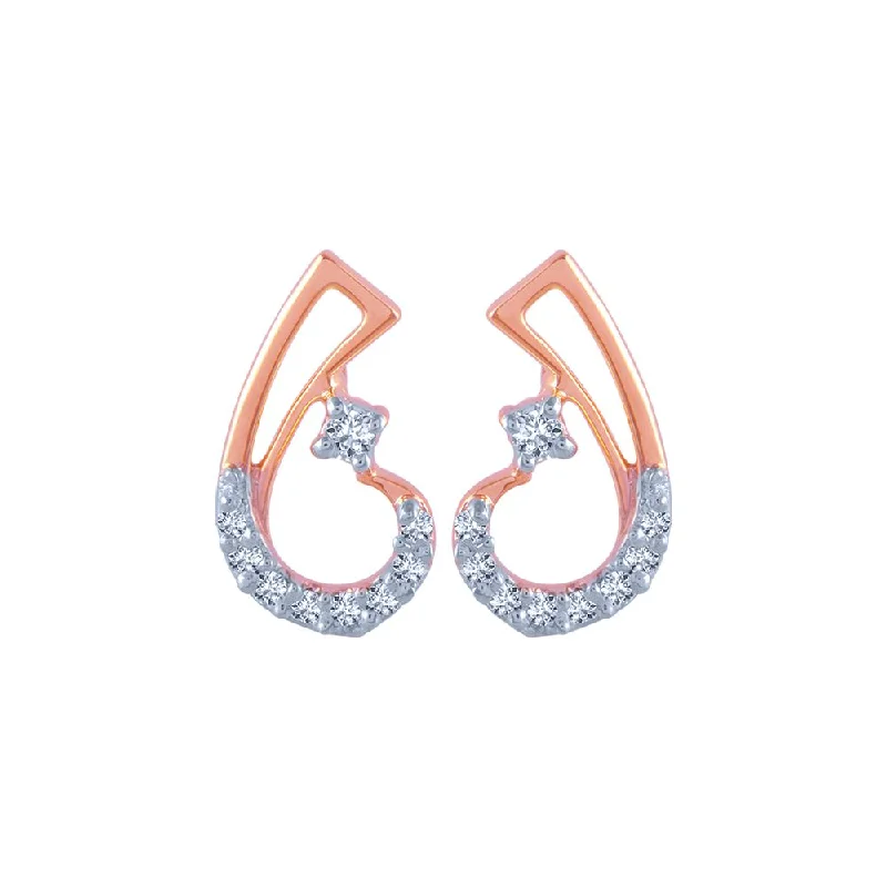 Cubic Zirconia - Encrusted Flower Stud Earrings in Pink for a Girly and Glamorous Accessory14k (585) Rose Gold And Diamond Stud Earrings For Women