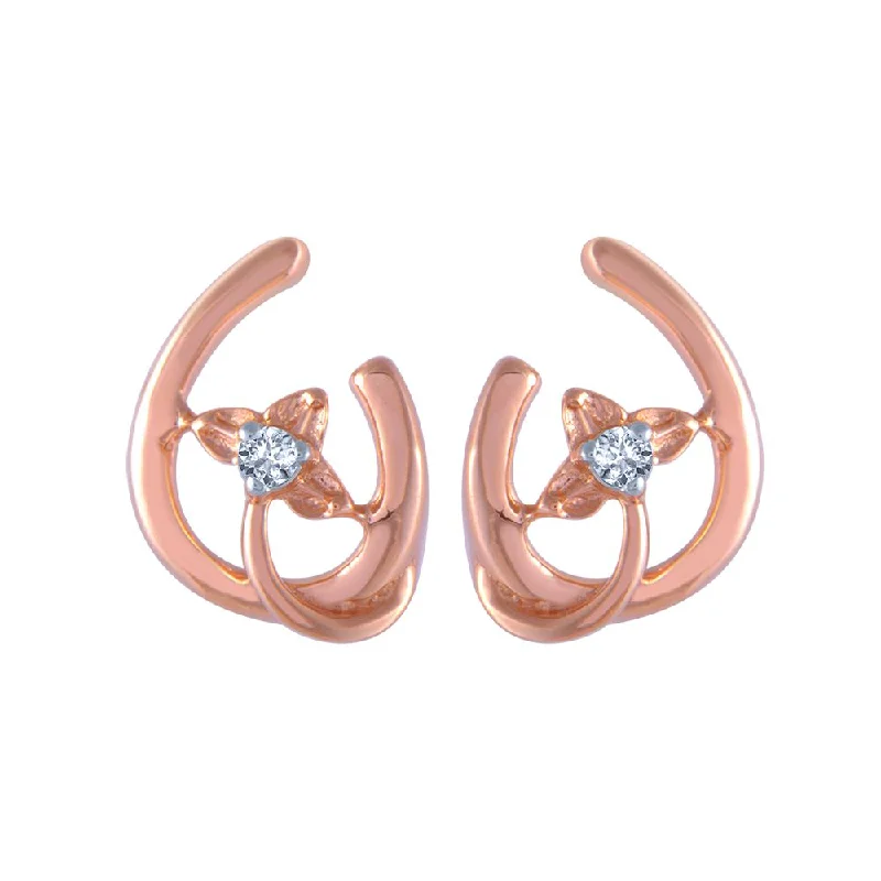 Adjustable - Back Crystal Stud Earrings in Clear for a Sparkling and Versatile Piece14k (585) Rose Gold And Diamond Stud Earrings For Women