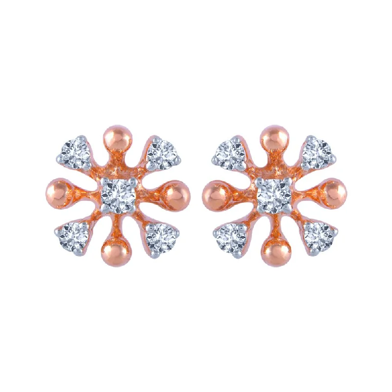 Two - Tone Gold and Silver Plated Clover Stud Earrings for a Lucky and Stylish Symbol14k (585) Rose Gold And Diamond Stud Earrings For Women