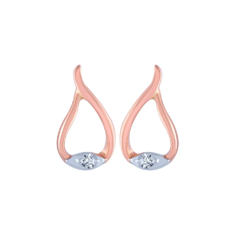 Two - Tone Gold and Silver Plated Clover Stud Earrings for a Lucky and Stylish Symbol14k (585) Rose Gold And Diamond Stud Earrings For Women