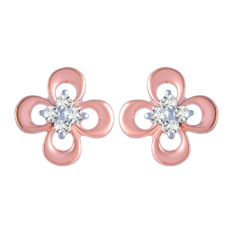 Rose Gold - Tone Geometric - Patterned Stud Earrings for a Modern and Trendy Look14k (585) Rose Gold And Diamond Stud Earrings For Women