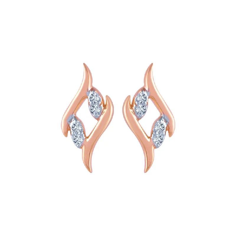 Cubic Zirconia - Encrusted Flower Stud Earrings in Pink for a Girly and Glamorous Accessory14k (585) Rose Gold And Diamond Stud Earrings For Women