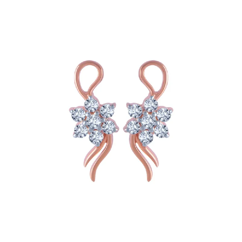 Laser - Engraved Initial Stud Earrings in Silver for a Personalized and Customized Accessory14k (585) Rose Gold And Diamond Stud Earrings For Women