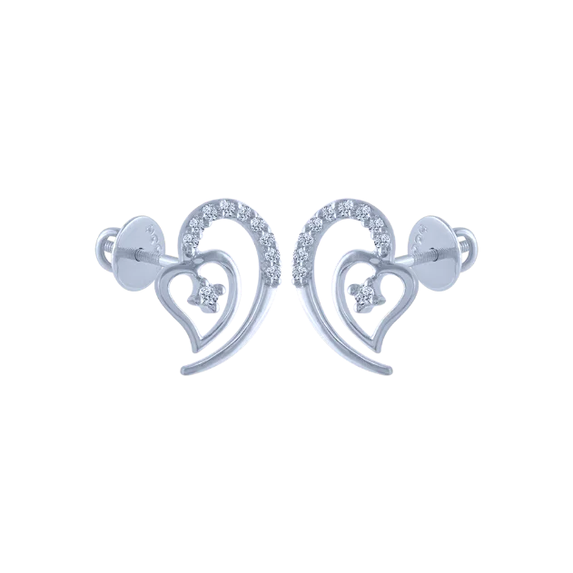 Rhinestone - Embellished Crown - Shaped Stud Earrings for a Princess - Inspired Look14k (585) White Gold And Diamond Stud Earrings For Women