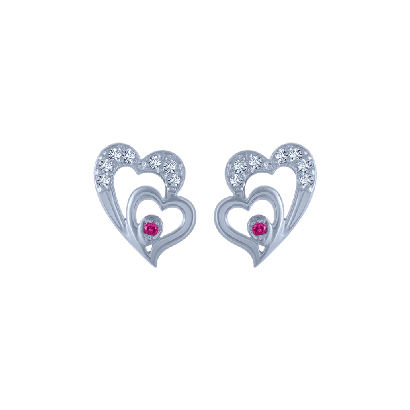 14K Gold Plated Heart - Shaped Stud Earrings for a Romantic and Feminine Look14k (585) White Gold And Diamond Stud Earrings For Women