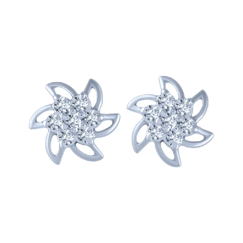 Rhinestone - Embellished Crown - Shaped Stud Earrings for a Princess - Inspired Look14k (585) White Gold And Diamond Stud Earrings For Women